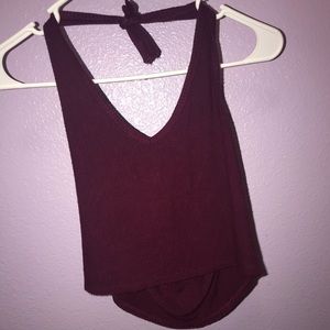 Maroon tie crop top